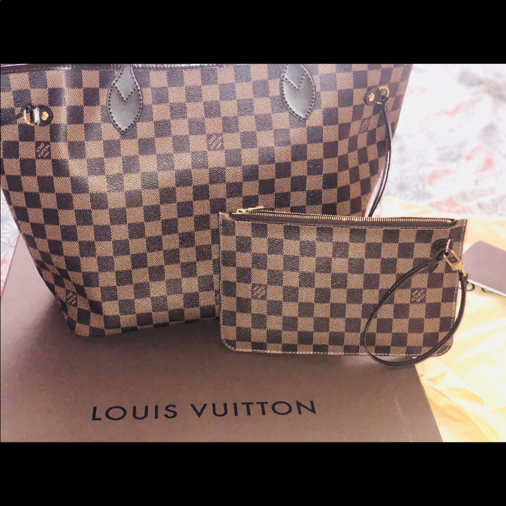 AUTH Louis Vuitton Neverfull MM Damier Ebene - Picture 2 of 7